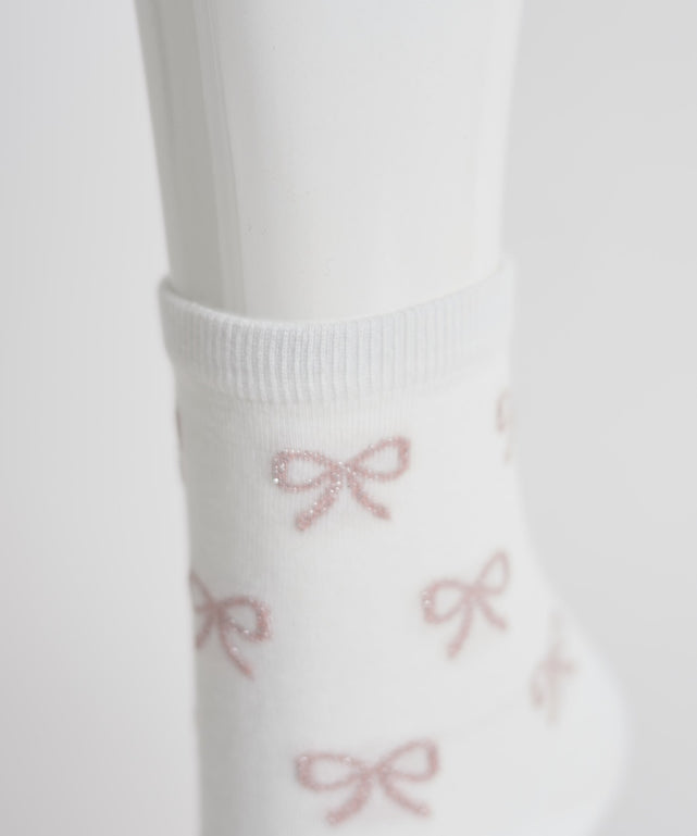 総柄リボンクルーソックス(23-25cm)