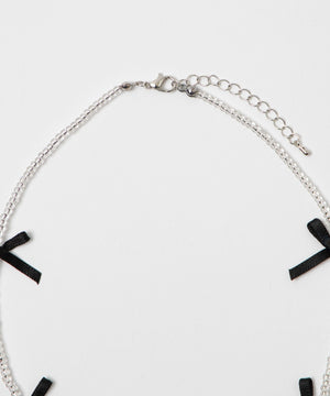 Lビーズサテンリボンネックレス