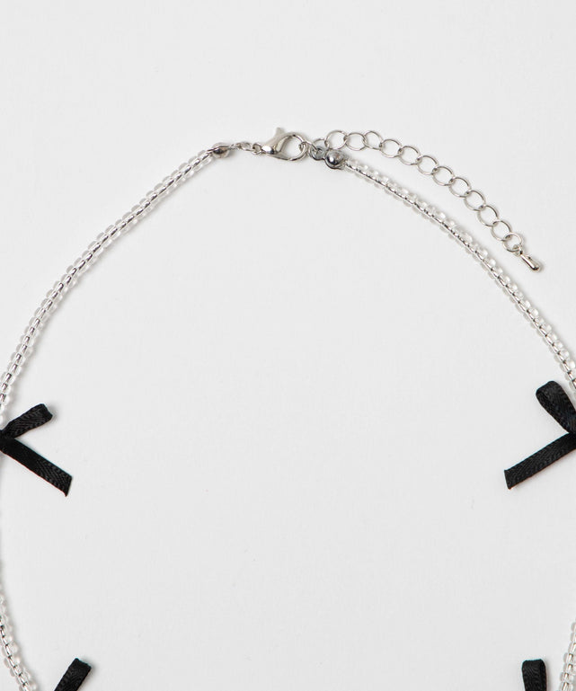 Lビーズサテンリボンネックレス