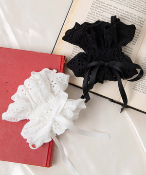 Lリボン付きレースシュシュ