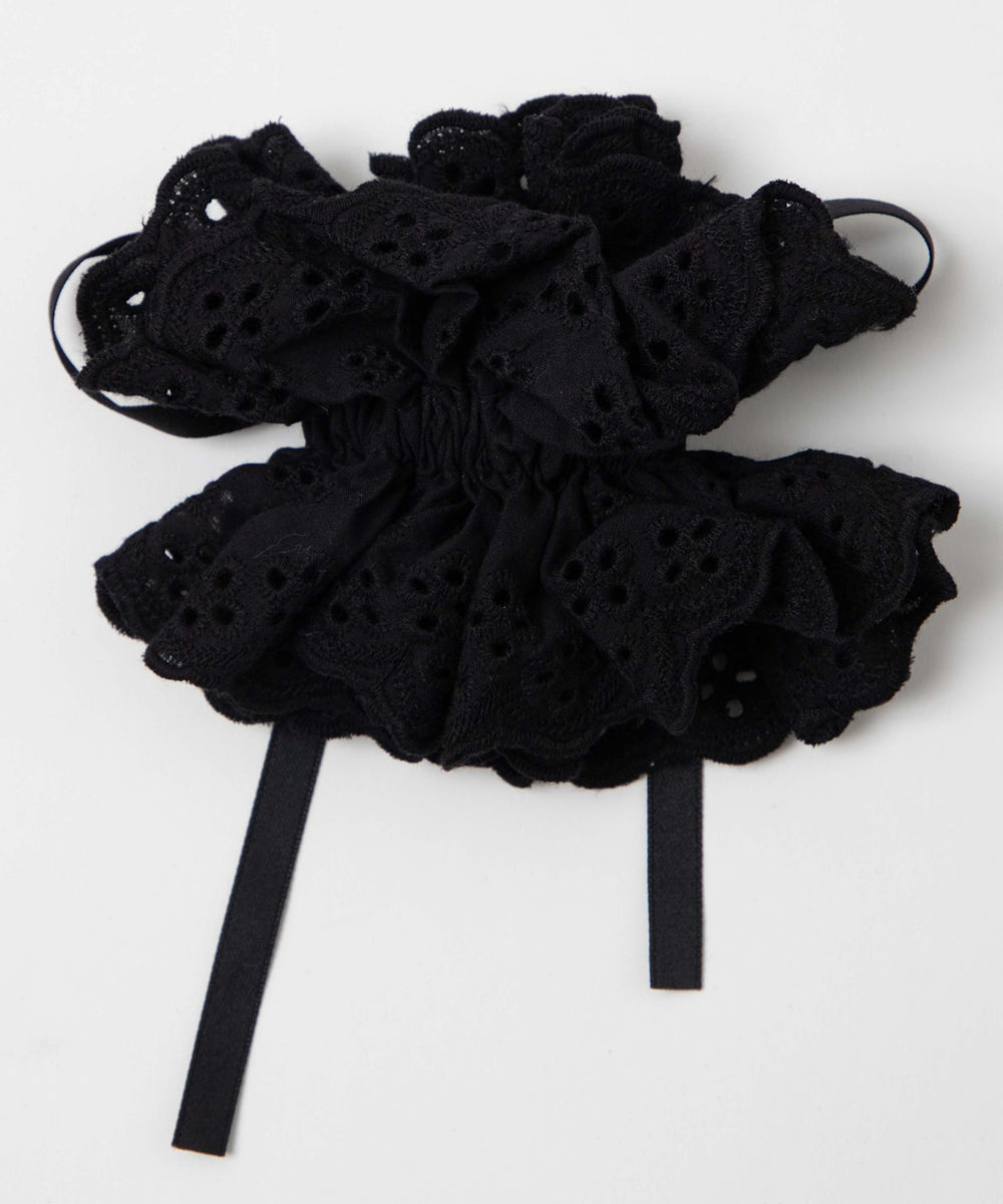 Lリボン付きレースシュシュ