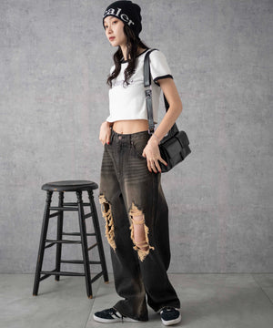 ブラック中濃オーバーダイ　モデル:161cm M着用