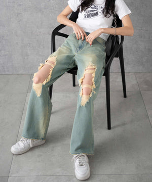 インディゴ淡オーバーダイ　モデル:161cm M着用