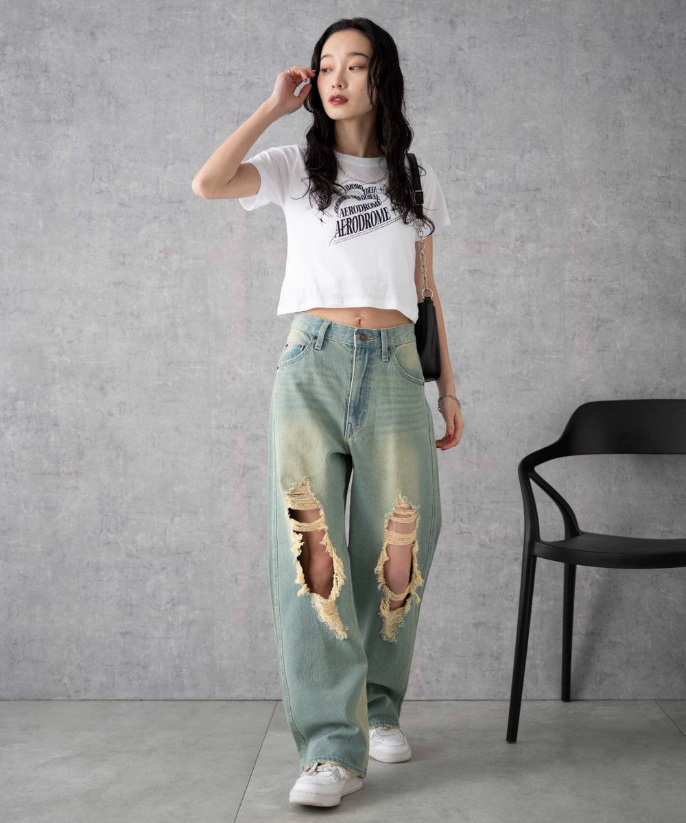 インディゴ淡オーバーダイ　モデル:161cm M着用