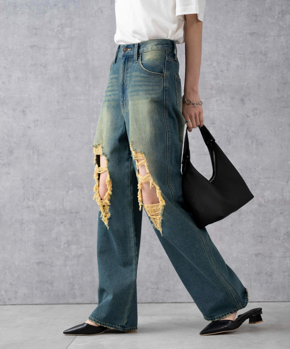 インディゴ中濃オーバダイ　モデル:161cm M着用