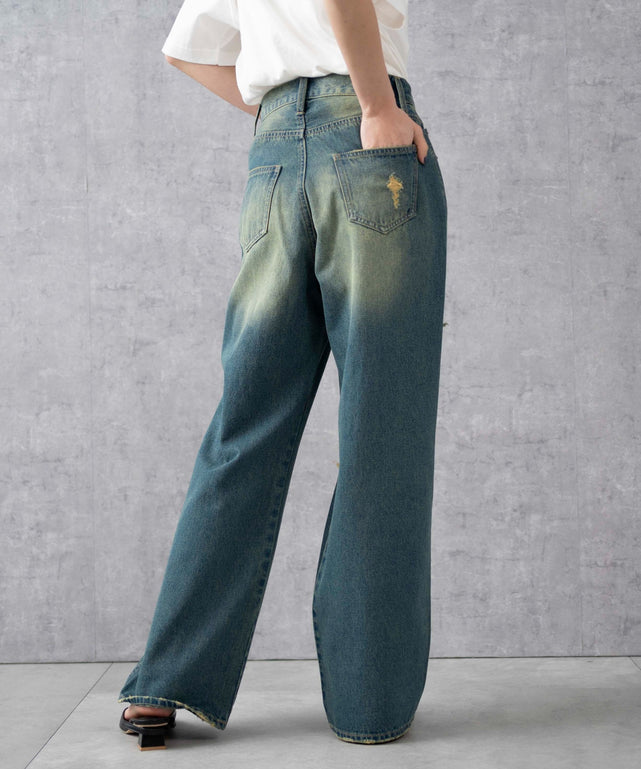 インディゴ中濃オーバダイ　モデル:161cm M着用