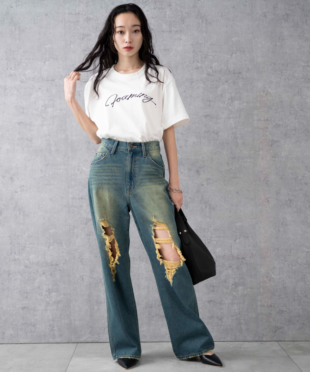 インディゴ中濃オーバダイ　モデル:161cm M着用