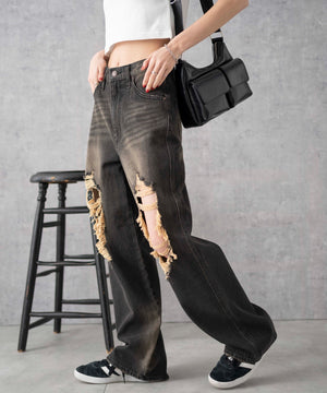 ブラック中濃オーバーダイ　モデル:161cm M着用