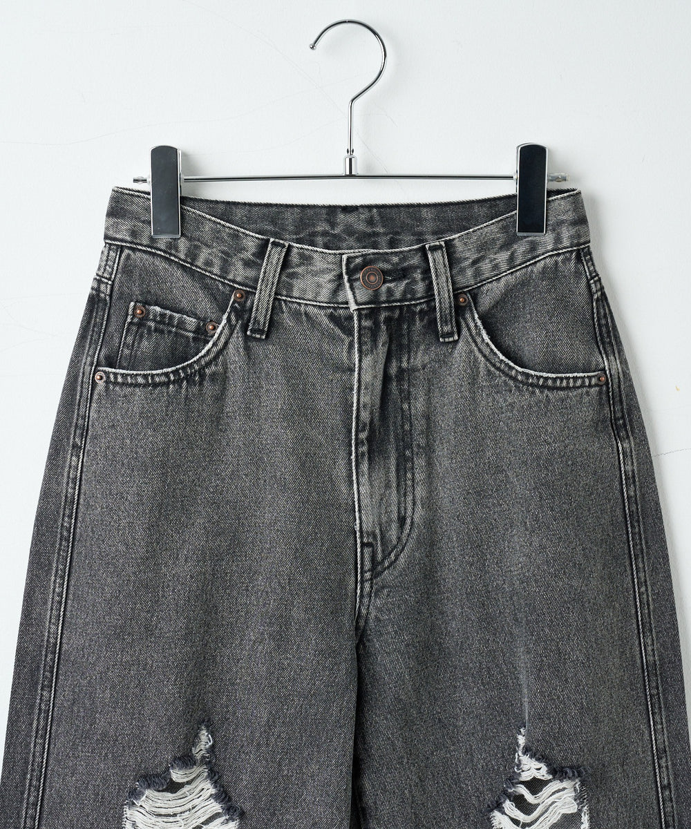 ヴィンテージウォッシュダメージデニムパンツ