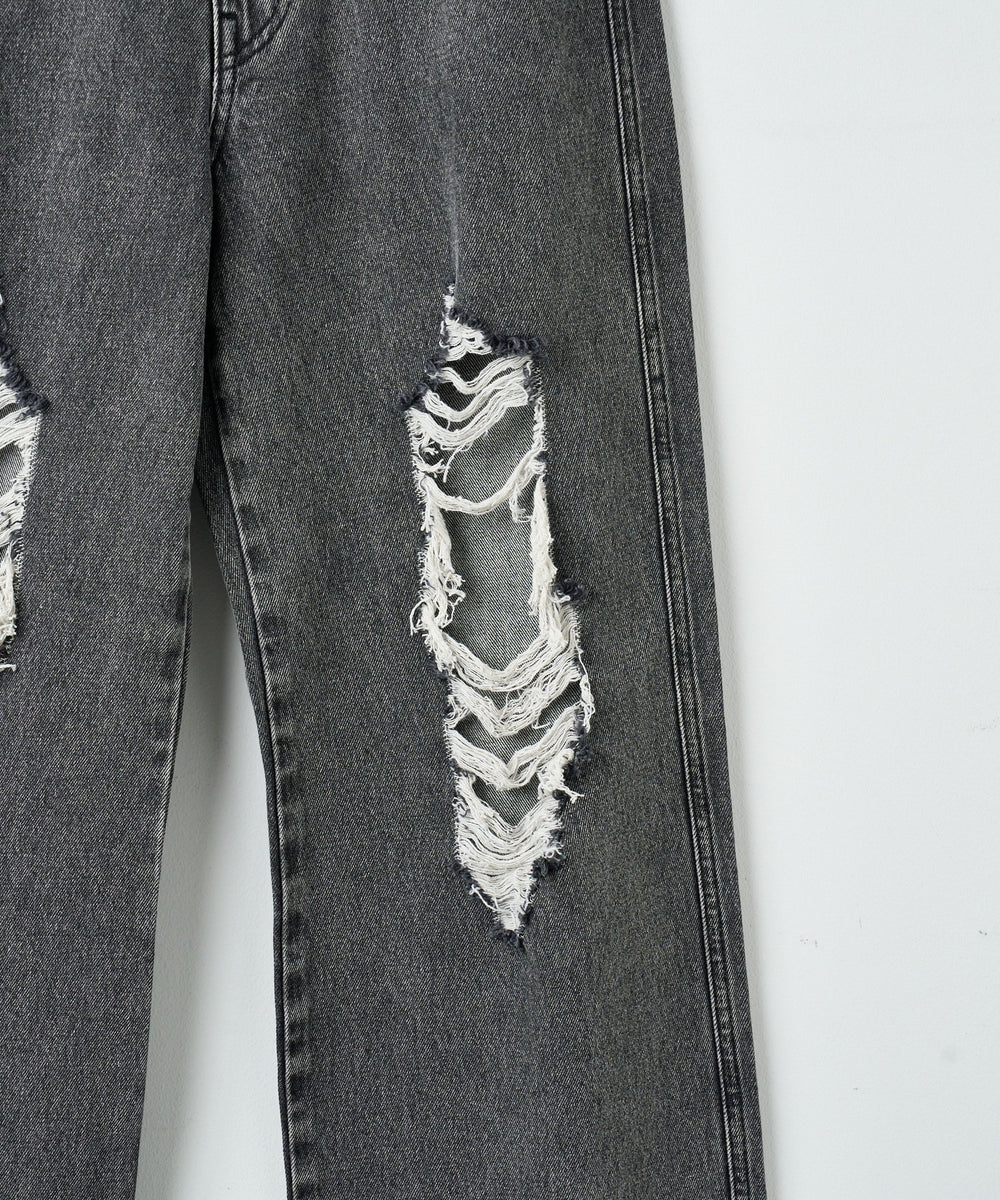 ヴィンテージウォッシュダメージデニムパンツ