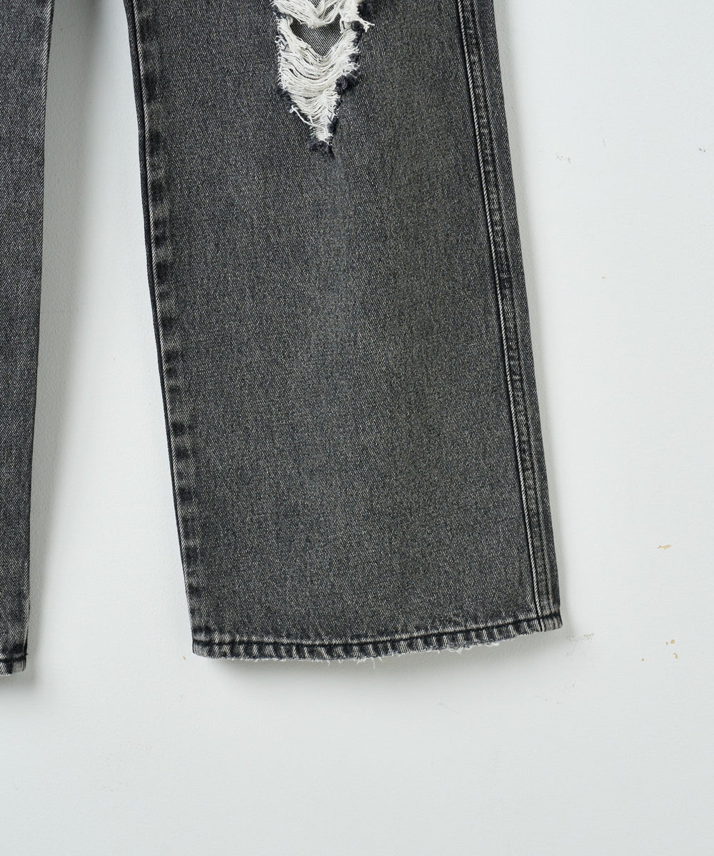 ヴィンテージウォッシュダメージデニムパンツ