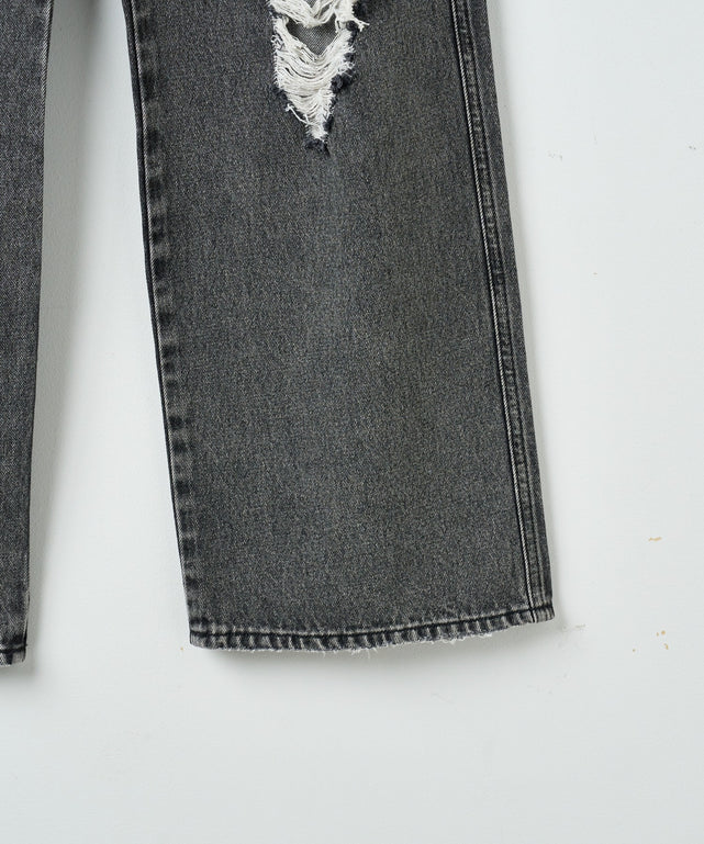 ヴィンテージウォッシュダメージデニムパンツ