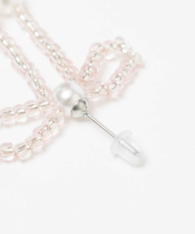 Lビーズリボンピアス