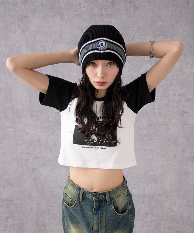 ワンポイント刺繍シングルニットワッチ