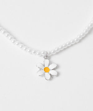 Lフラワーモチーフパールネックレス
