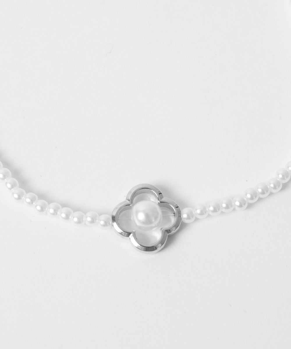 Lフラワーモチーフパールネックレス