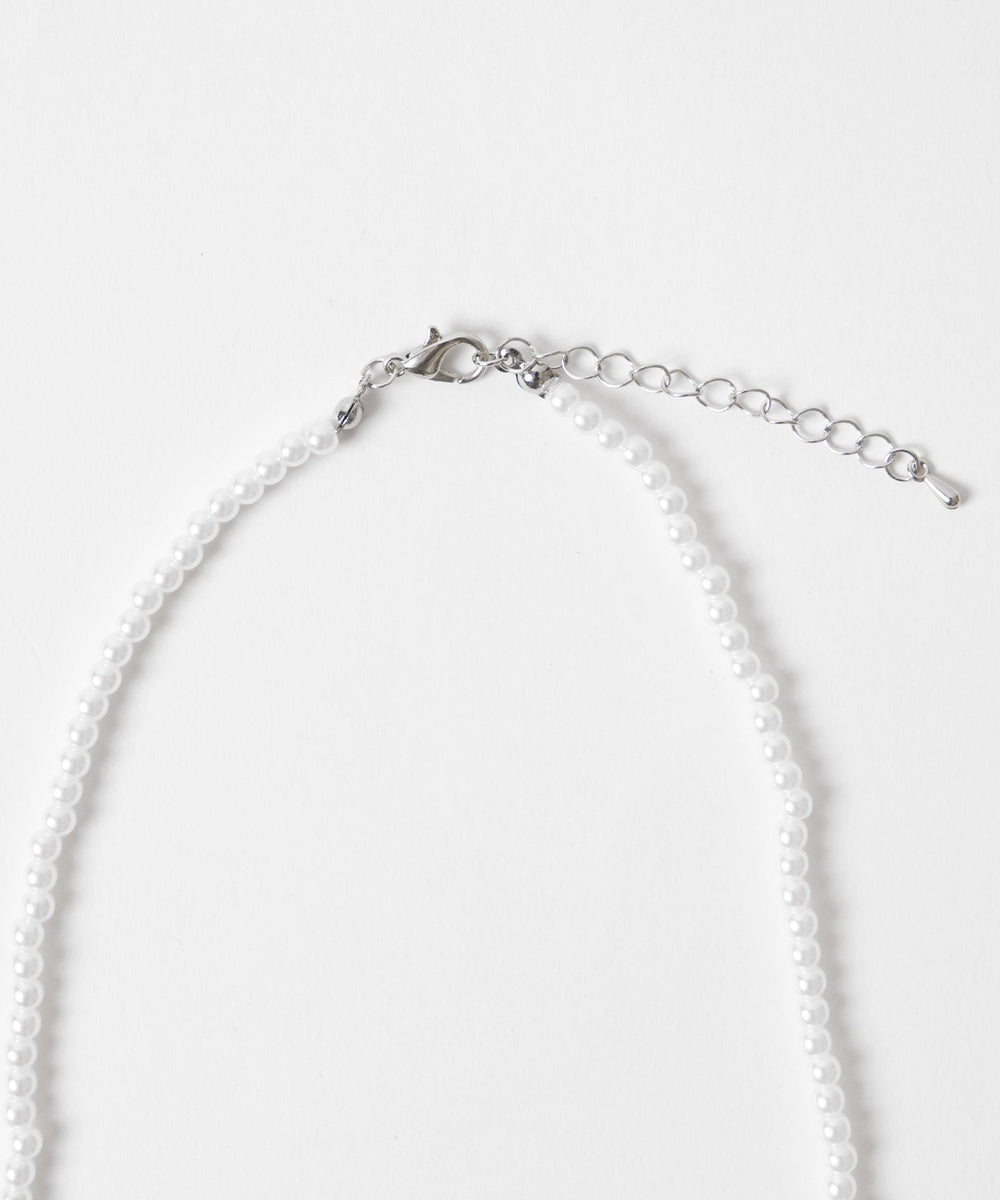 Lフラワーモチーフパールネックレス