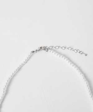 Lビーズミックスパールリボンネックレス