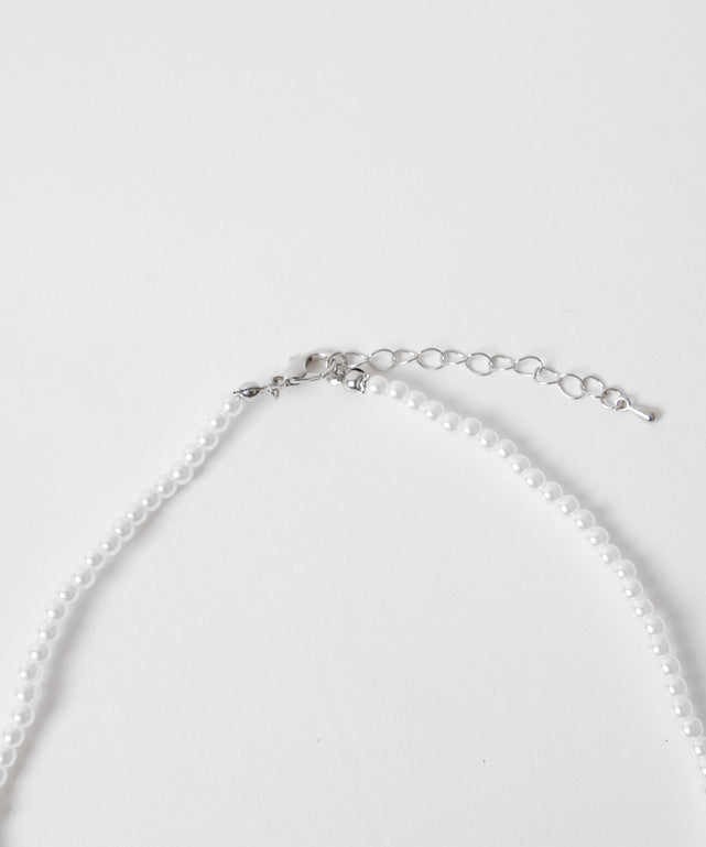 Lビーズミックスパールリボンネックレス