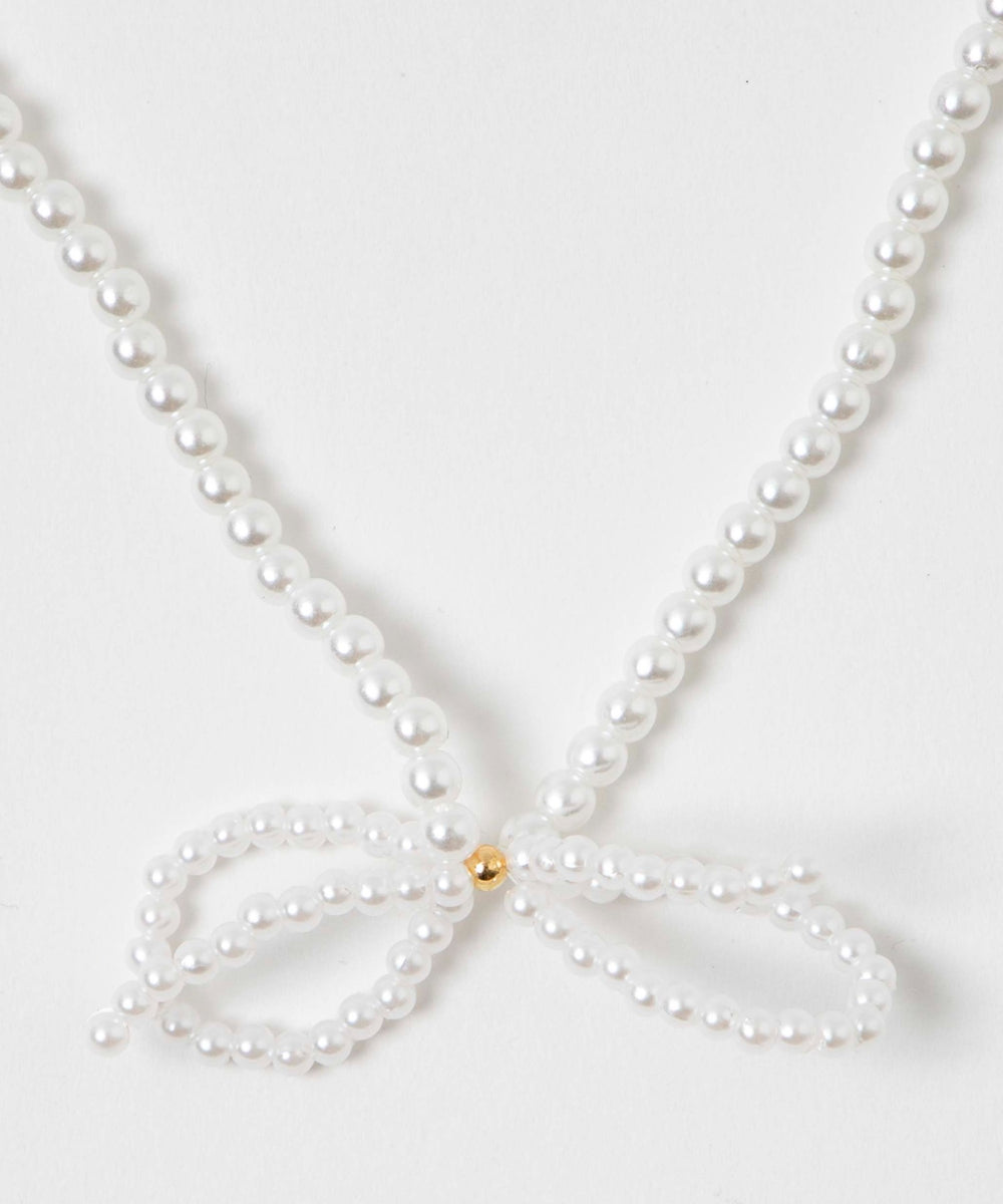 Lシンプルリボンパールネックレス