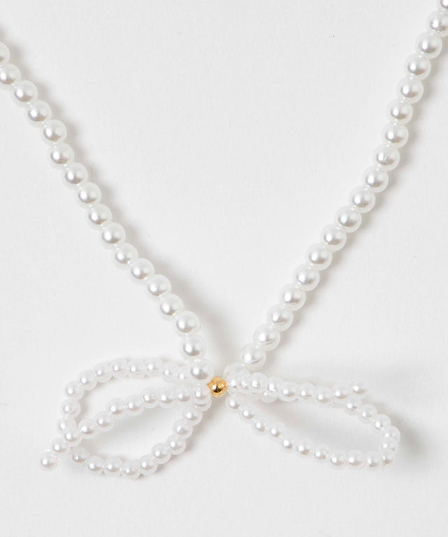Lシンプルリボンパールネックレス