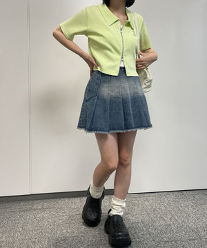 デニム淡色加工　モデル:155cm F着用