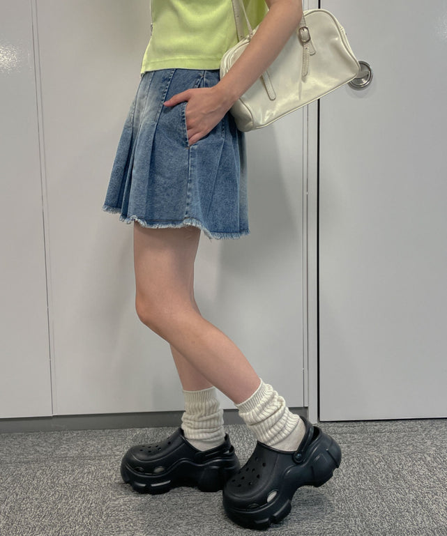 デニム淡色加工　モデル:155cm F着用