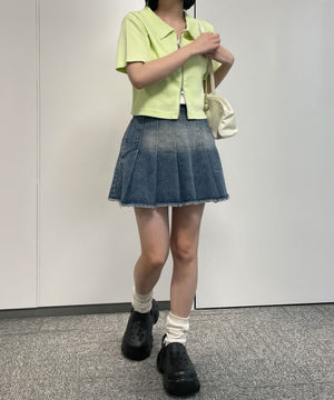 デニム淡色加工　モデル:155cm F着用