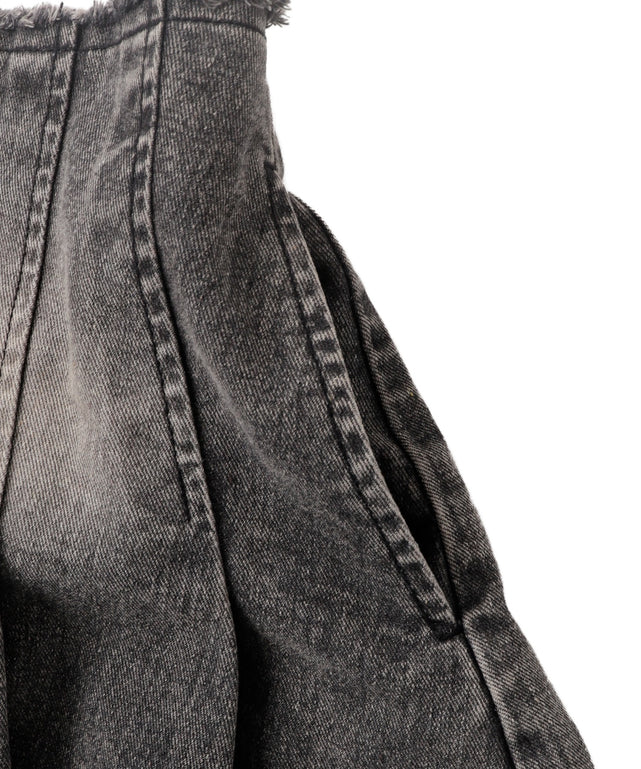 ヴィンテージウォッシュデニムプリーツスカパン