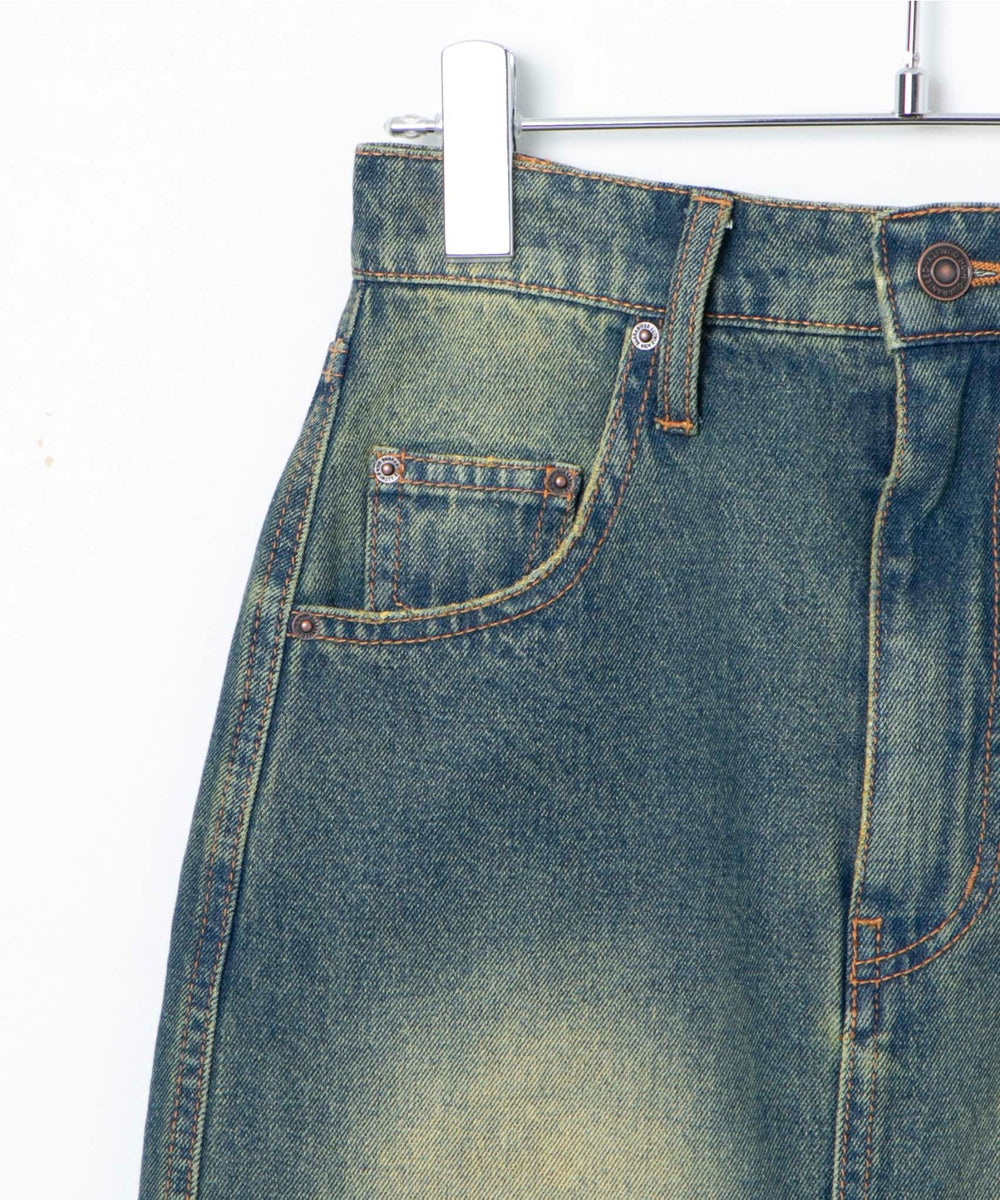 ヴィンテージウォッシュデニムロングスカート