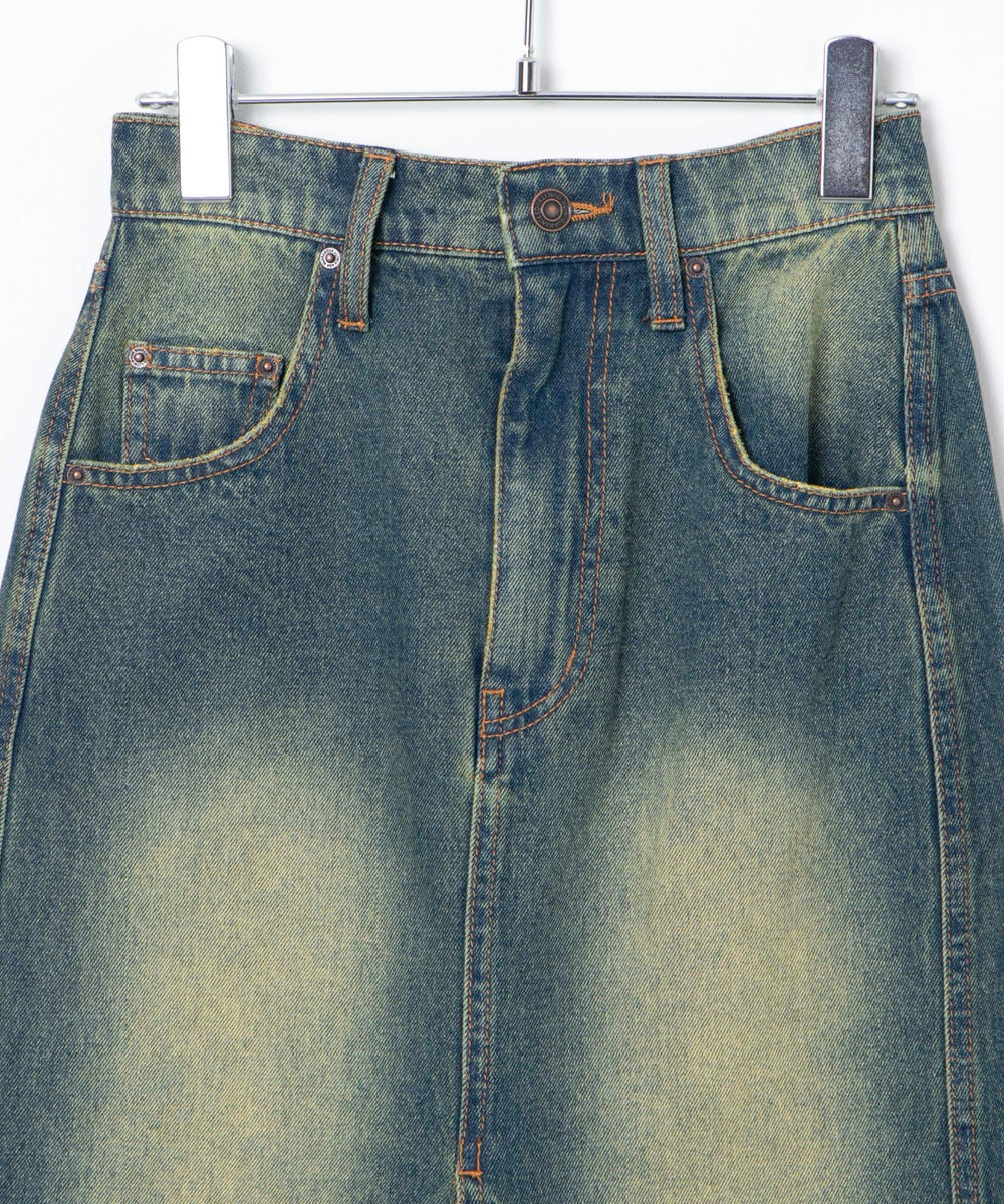 ヴィンテージウォッシュデニムロングスカート