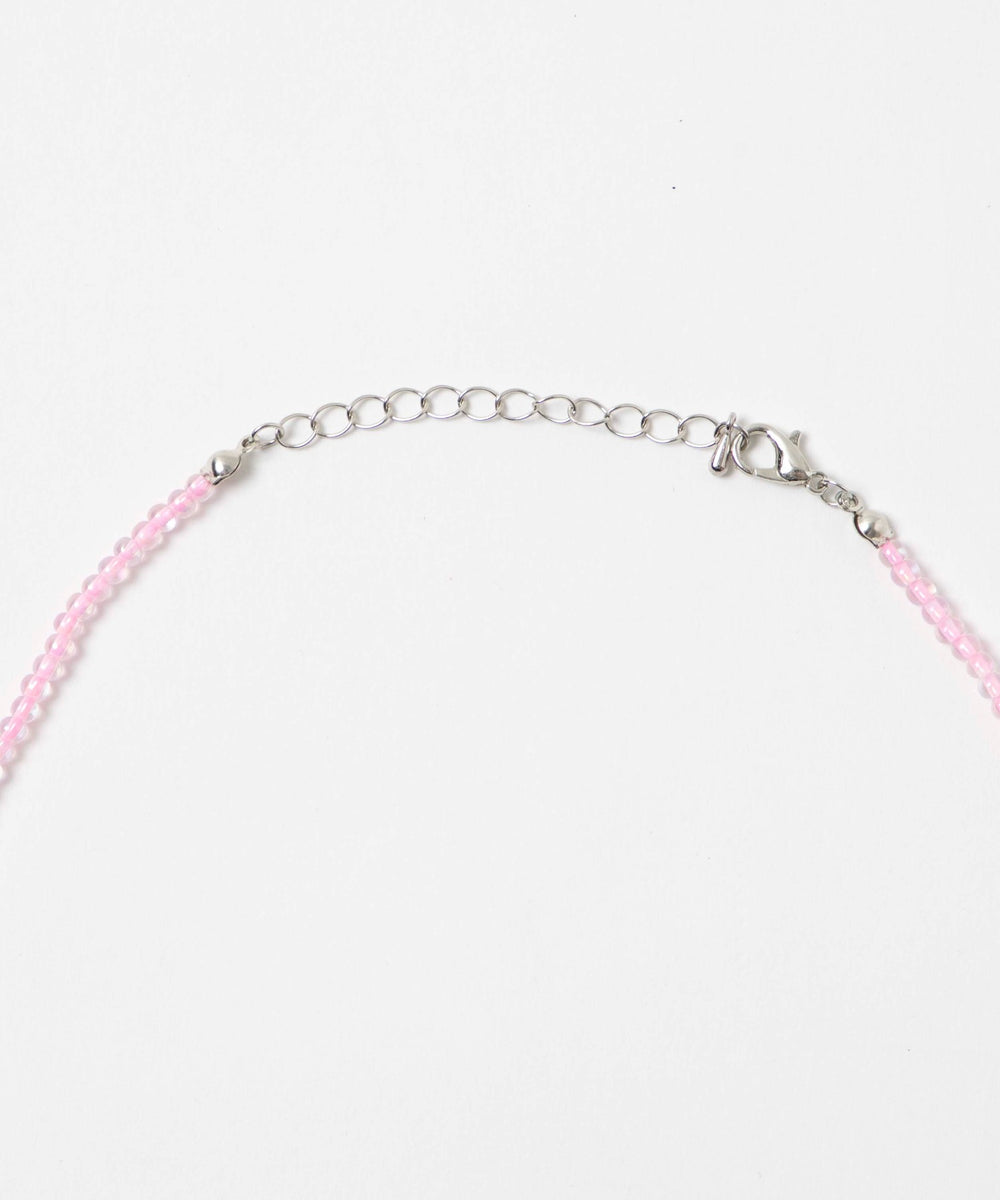 Lカラービーズリボンネックレス