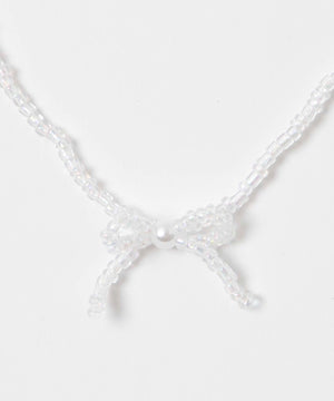 Lカラービーズリボンネックレス