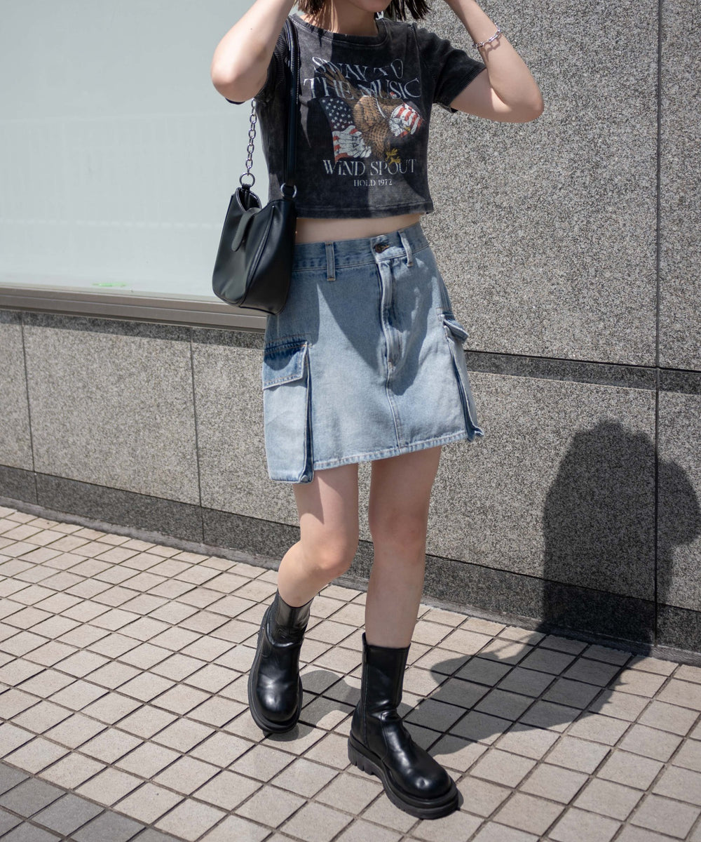 インディゴ淡ケミカル　モデル:155cm F着用