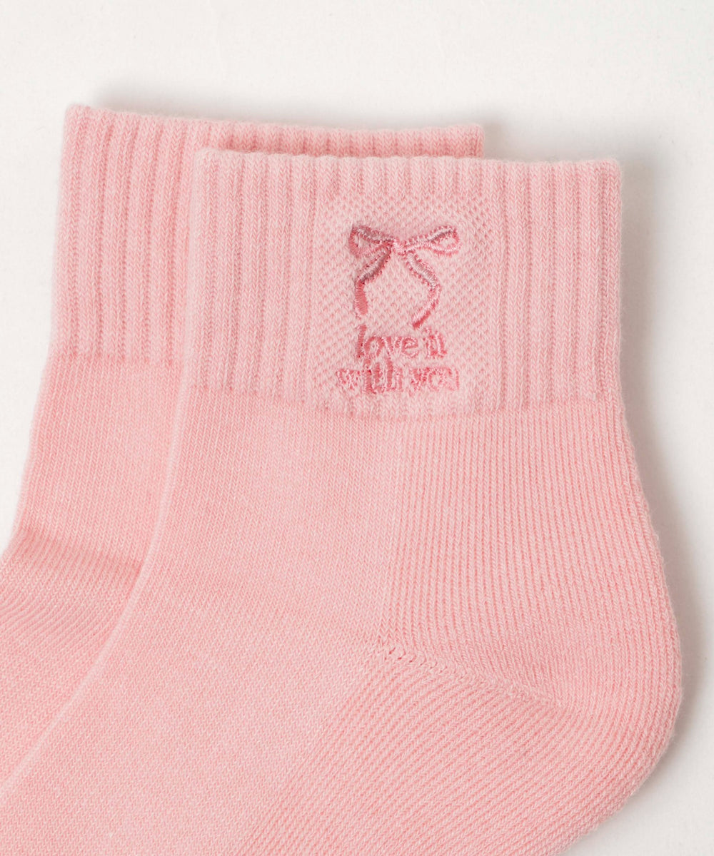 モチーフ刺繍アンクルソックス(23-25cm)