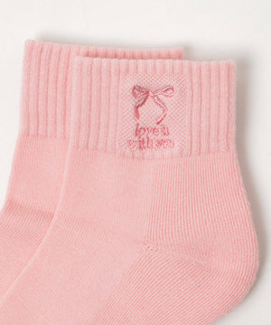 モチーフ刺繍アンクルソックス(23-25cm)