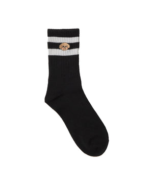ラインモコイヌ刺繍クルーソックス(23-25cm)
