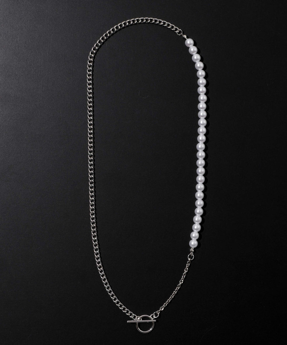 Mパールミックスチェーンネックレス