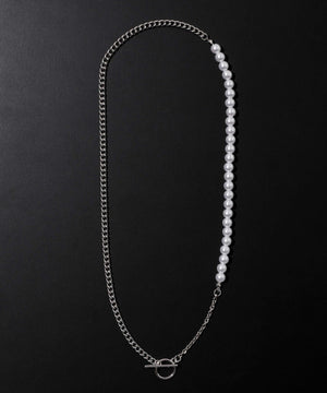 Mパールミックスチェーンネックレス