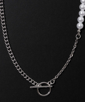 Mパールミックスチェーンネックレス