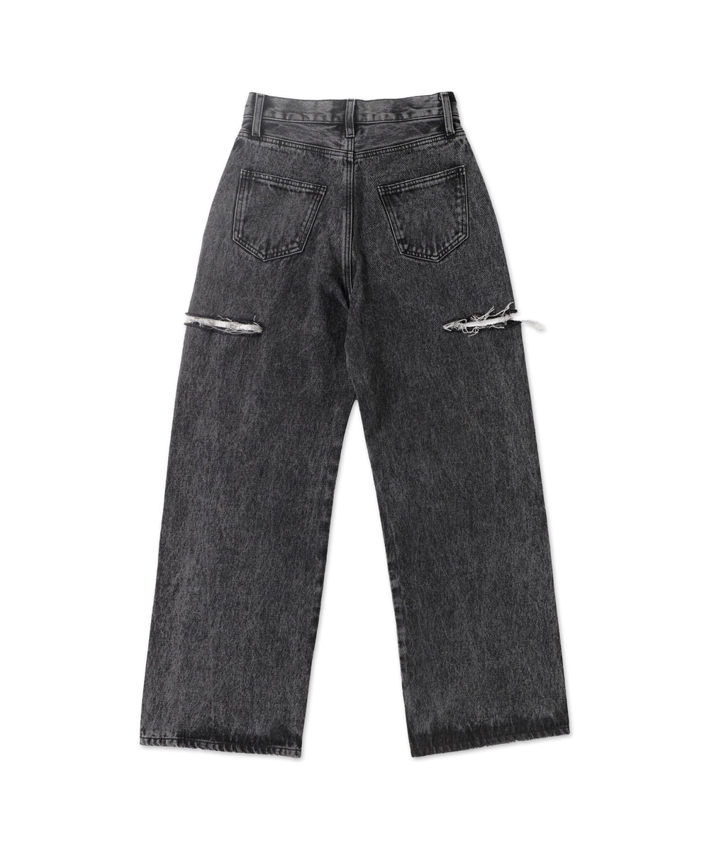 サイドスリットデニムストレートパンツ