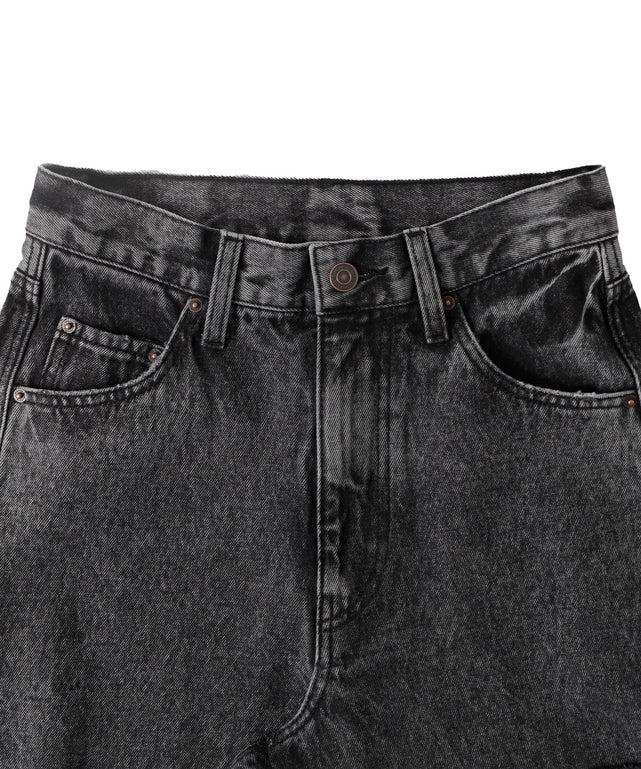 サイドスリットデニムストレートパンツ