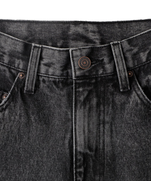 サイドスリットデニムストレートパンツ