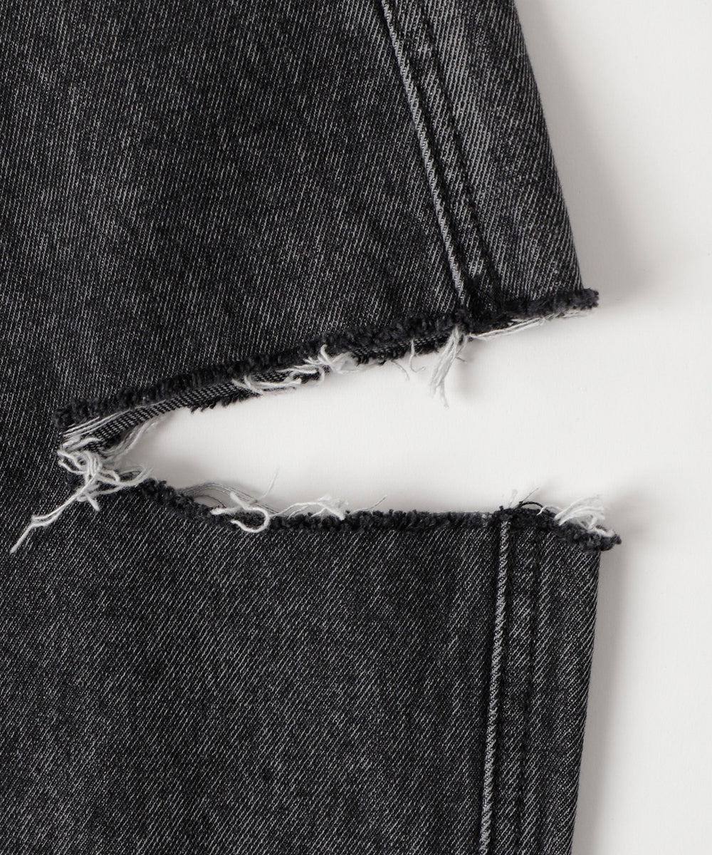 サイドスリットデニムストレートパンツ