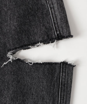 サイドスリットデニムストレートパンツ