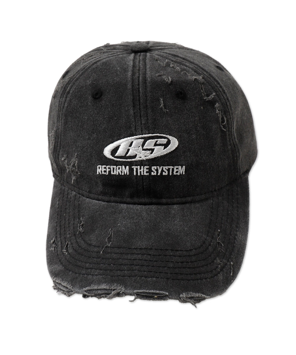 ダメージロゴ刺繍キャップ