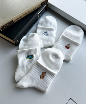 アニマル刺繍アンクル底パイルソックス(23-25cm)