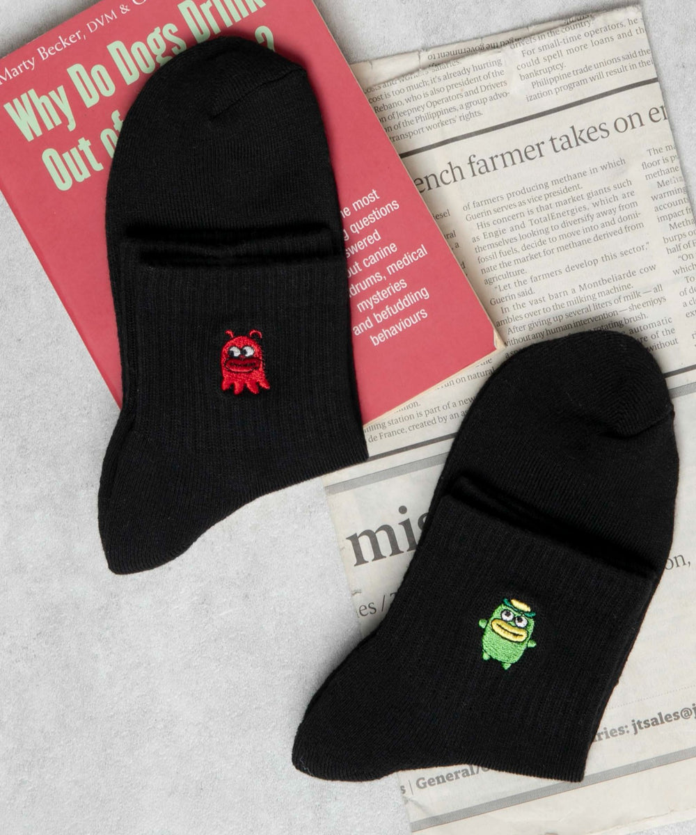 アニマル刺繍アンクル底パイルソックス(23-25cm)