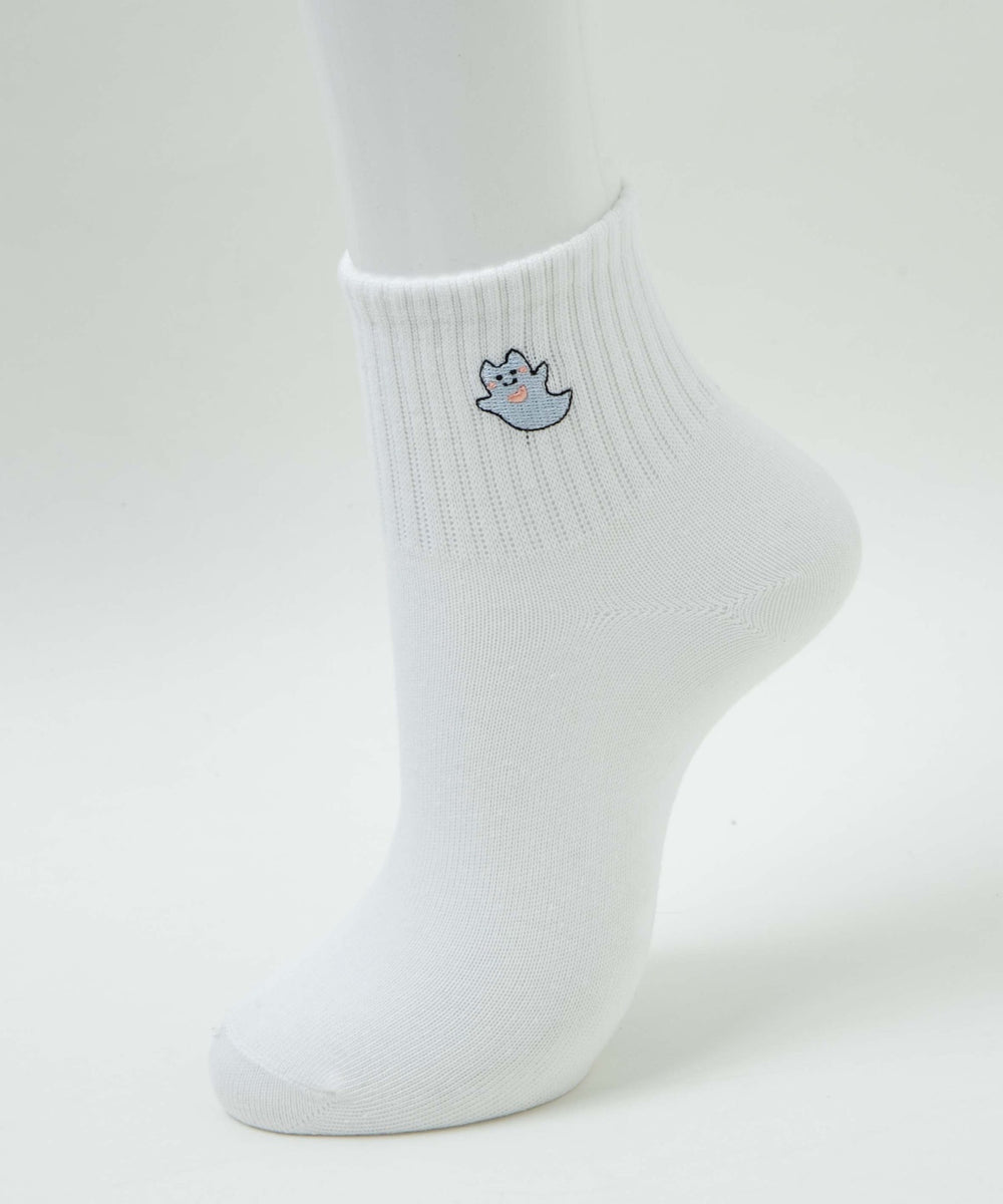 アニマル刺繍アンクル底パイルソックス(23-25cm)