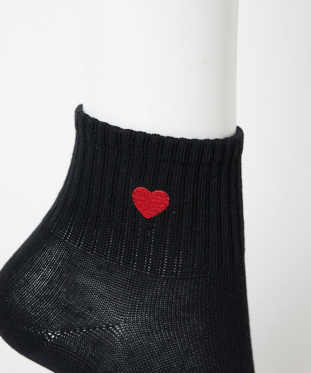モチーフ刺繍アンクル底パイルソックス(23-25cm)